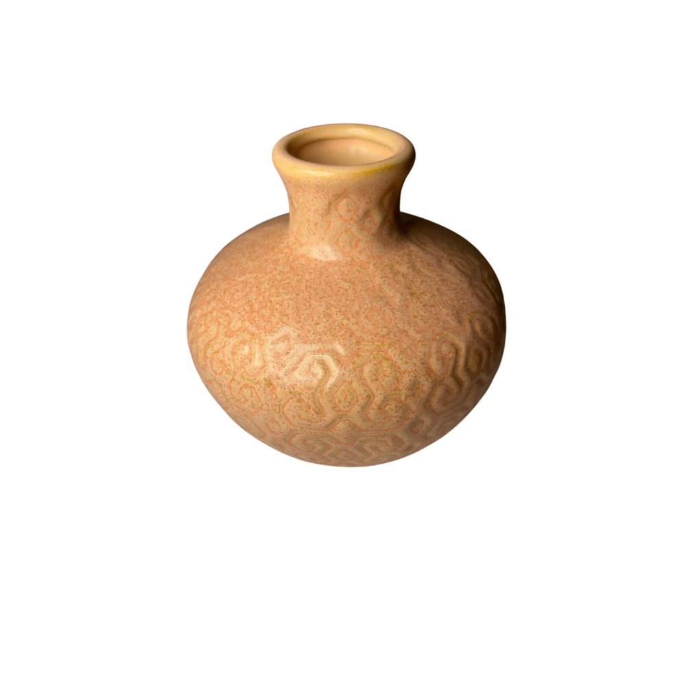 Opalhouse Jungalow Stoneware Bud Vase Peach Geometric Textured 4.5" 065159789